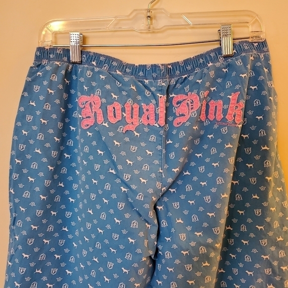 PINK VICTORIA'S SECRET Y2K PHI BETA PINK COTTON SLEEP LOUNGE PANTS BLUE WOMEN M - Picture 4 of 16